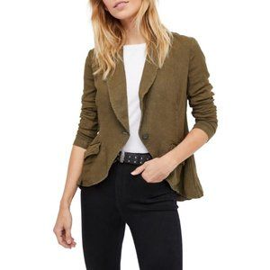 Free People linen blazer in olive green